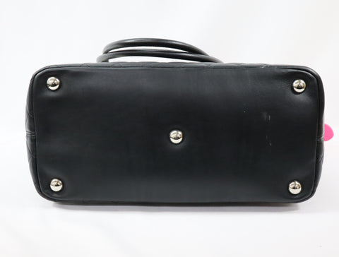 Pre-Owned #43708 CHANEL Cambon Line Large Tote shoulder Bag Lambskin leather Black×Pink