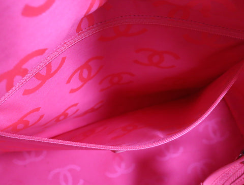 Pre-Owned #43708 CHANEL Cambon Line Large Tote shoulder Bag Lambskin leather Black×Pink