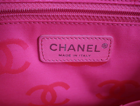 Pre-Owned #43708 CHANEL Cambon Line Large Tote shoulder Bag Lambskin leather Black×Pink