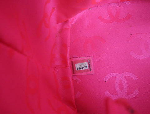 Pre-Owned #43708 CHANEL Cambon Line Large Tote shoulder Bag Lambskin leather Black×Pink