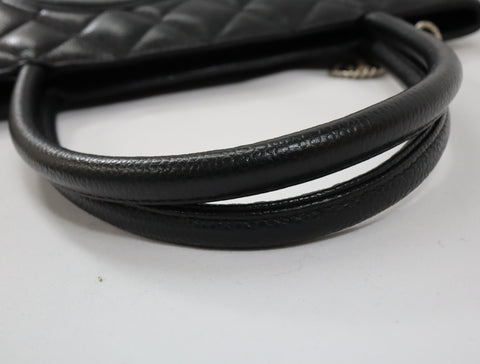 Pre-Owned #31989 CHANEL Matelasse Reprint Tote Bag Caviar Skin Black Silver