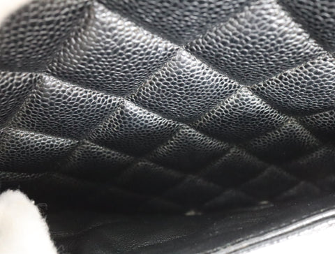 Pre-Owned #31989 CHANEL Matelasse Reprint Tote Bag Caviar Skin Black Silver