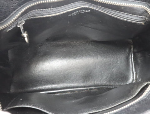 Pre-Owned #31989 CHANEL Matelasse Reprint Tote Bag Caviar Skin Black Silver