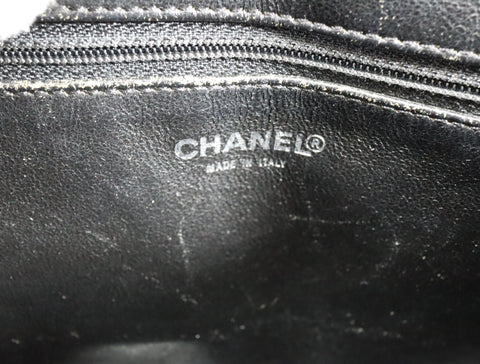 Pre-Owned #31989 CHANEL Matelasse Reprint Tote Bag Caviar Skin Black Silver