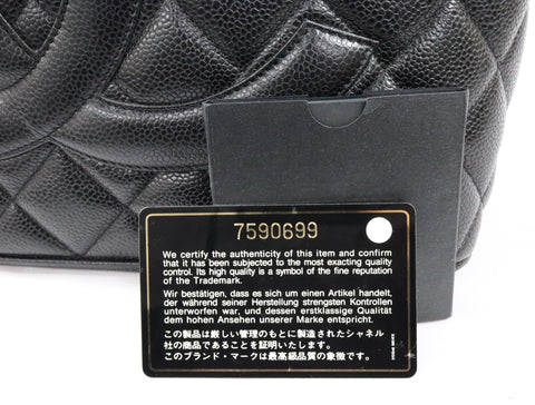 Pre-Owned #31989 CHANEL Matelasse Reprint Tote Bag Caviar Skin Black Silver