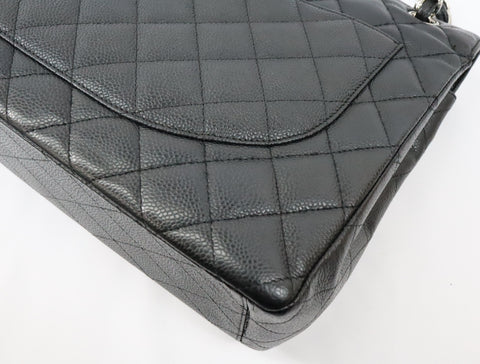 Pre-Owned #17375 CHANEL Matelasse 33 Caviar Skin Double Chain Shoulder Bag