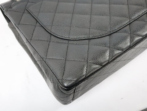 Pre-Owned #17375 CHANEL Matelasse 33 Caviar Skin Double Chain Shoulder Bag