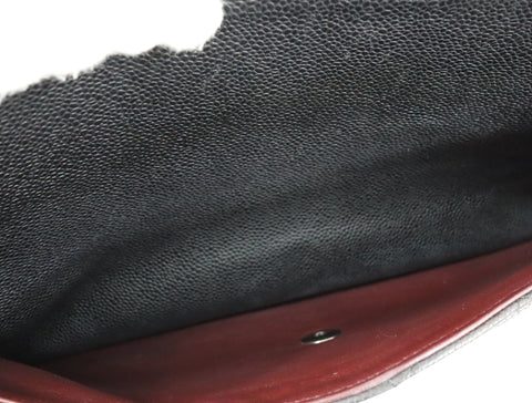 Pre-Owned #17375 CHANEL Matelasse 33 Caviar Skin Double Chain Shoulder Bag