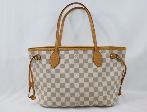 Pre-Owned #Bp378-10 Louis Vuitton Damier Azur Neverfull PM Tote Bag N41362