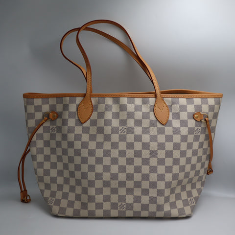 Pre-Owned #BP R05205 Louis Vuitton Damier Azur Neverfull MM Tote Bag N51107