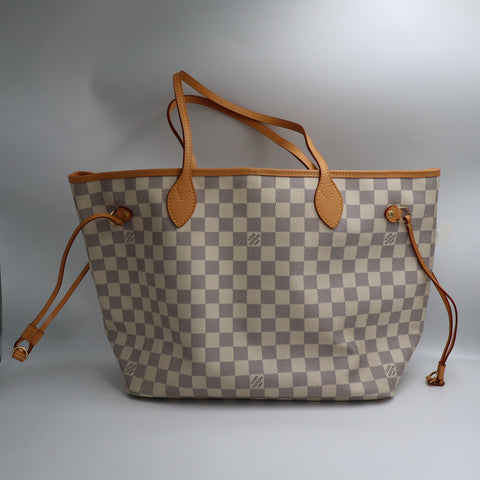 Pre-Owned #BP R05205 Louis Vuitton Damier Azur Neverfull MM Tote Bag N51107