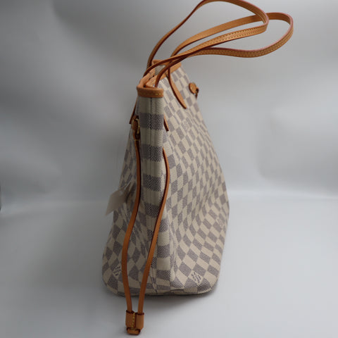 Pre-Owned #BP R05205 Louis Vuitton Damier Azur Neverfull MM Tote Bag N51107