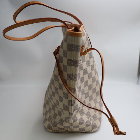 Pre-Owned #BP R05205 Louis Vuitton Damier Azur Neverfull MM Tote Bag N51107