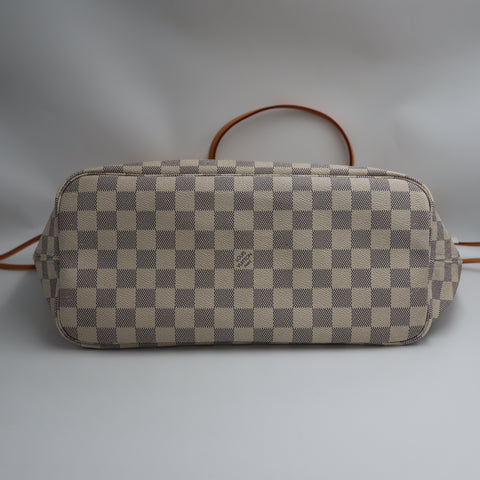 Pre-Owned #BP R05205 Louis Vuitton Damier Azur Neverfull MM Tote Bag N51107