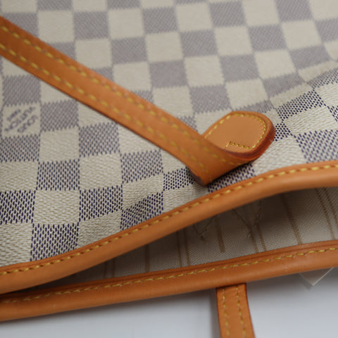 Pre-Owned #BP R05205 Louis Vuitton Damier Azur Neverfull MM Tote Bag N51107