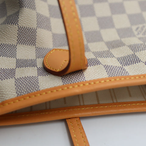 Pre-Owned #BP R05205 Louis Vuitton Damier Azur Neverfull MM Tote Bag N51107