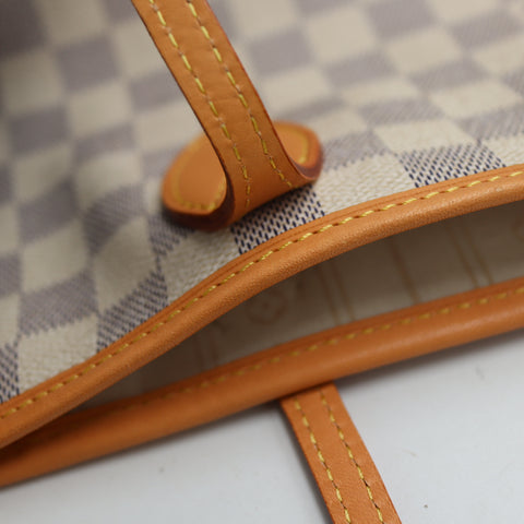 Pre-Owned #BP R05205 Louis Vuitton Damier Azur Neverfull MM Tote Bag N51107