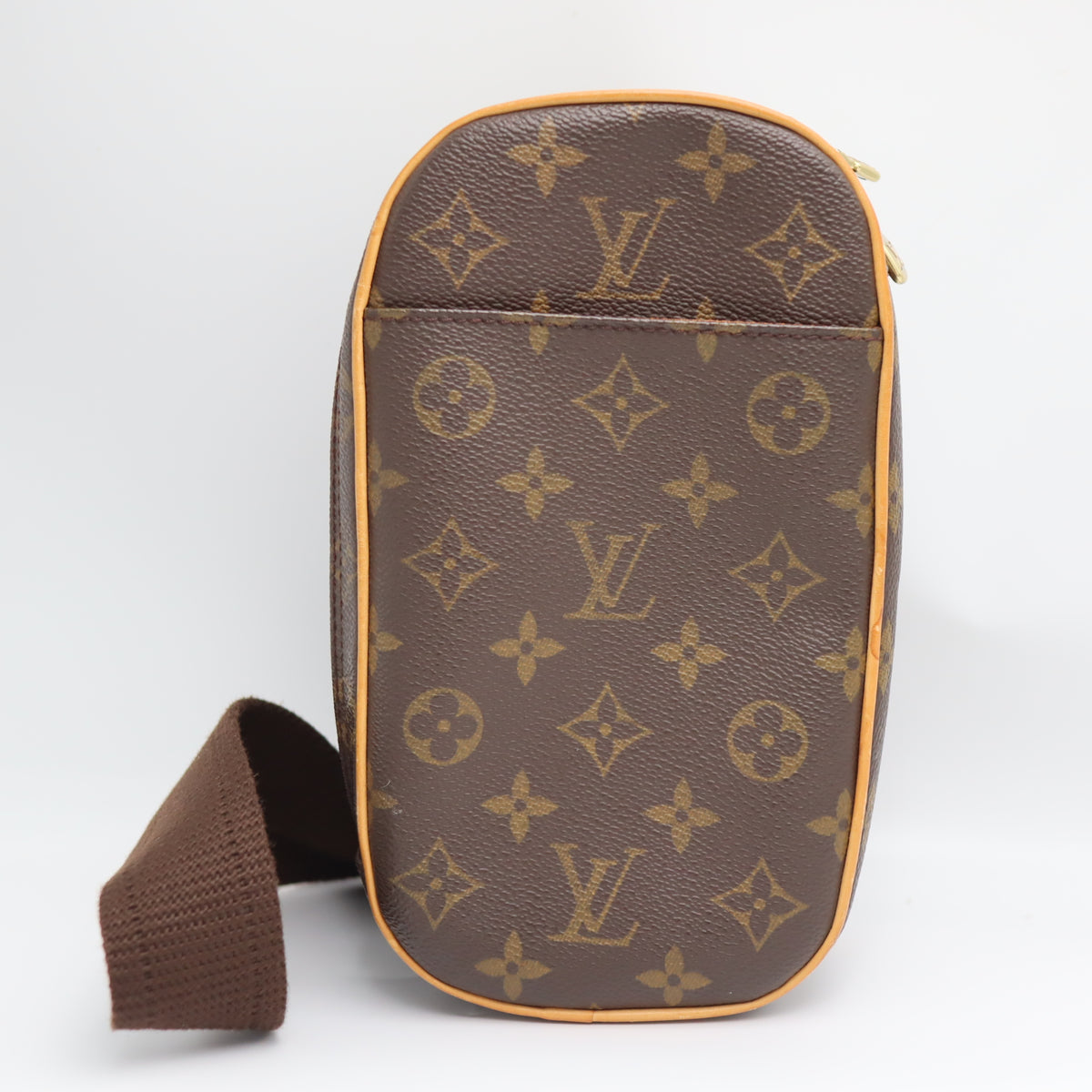 Pre-Owned #71215 Louis Vuitton Monogram Pochette Gange Waist Shoulder Crossbody Bag Brown M51870