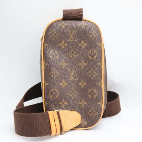 Pre-Owned #71215 Louis Vuitton Monogram Pochette Gange Waist Shoulder Crossbody Bag Brown M51870