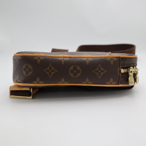 Pre-Owned #71215 Louis Vuitton Monogram Pochette Gange Waist Shoulder Crossbody Bag Brown M51870