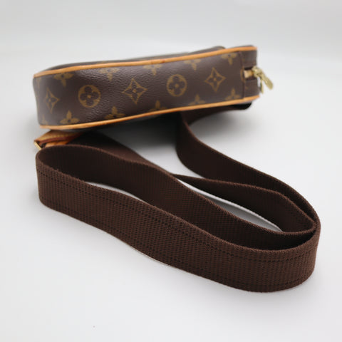 Pre-Owned #71215 Louis Vuitton Monogram Pochette Gange Waist Shoulder Crossbody Bag Brown M51870