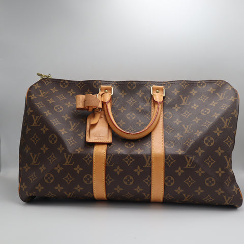 Pre-Owned #1921 Louis Vuitton Monogram Keepall 45 Travel Bag Brown M41428