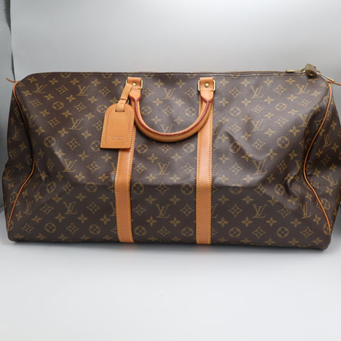 Pre-Owned #34411 Louis Vuitton Monogram Keepall 55 Travel Bag Brown M41424