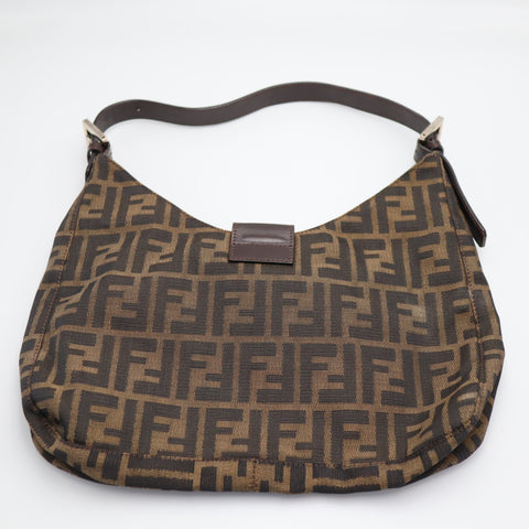 Pre-Owned #71218 FENDI One Shoulder Bag Zucca Pattern Canvas Brown 26569