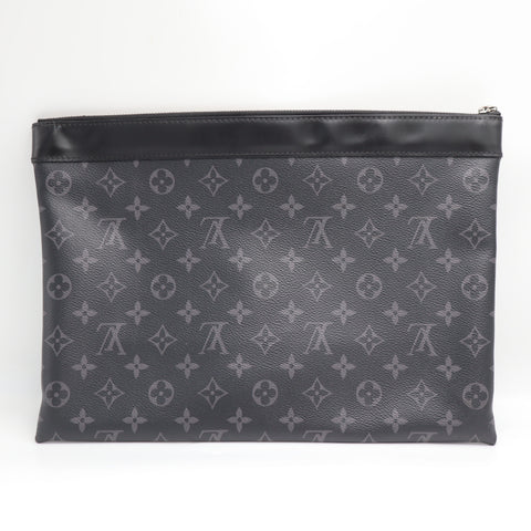 Pre-Owned #71247 Louis Vuitton Monogram Eclipse Pochette Discovery Clutch Bag M62291