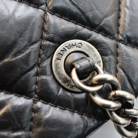 Pre-Owned #R0611 CHANEL Chain Shoulder Tote Bag Calfskin/Black CC Mark Tote Bag