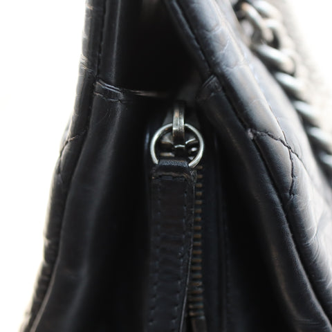 Pre-Owned #R0611 CHANEL Chain Shoulder Tote Bag Calfskin/Black CC Mark Tote Bag
