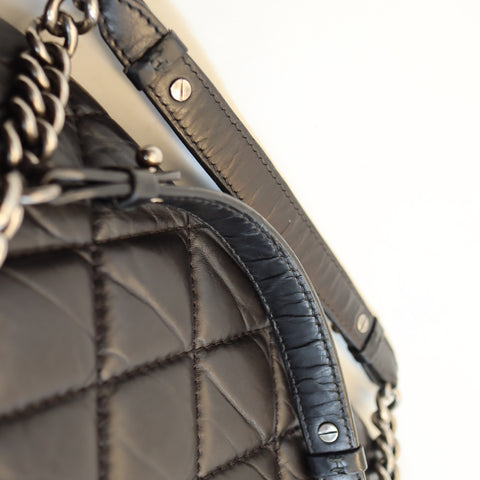 Pre-Owned #R0611 CHANEL Chain Shoulder Tote Bag Calfskin/Black CC Mark Tote Bag