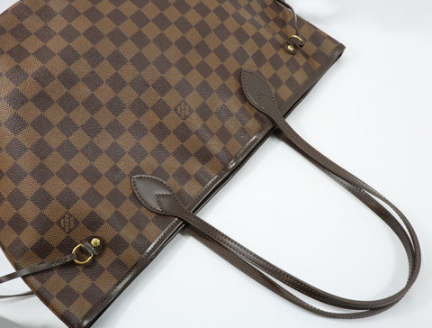 Pre-Owned #BP05232 Louis Vuitton Damier Ebene Neverfull MM Tote Bag N51105