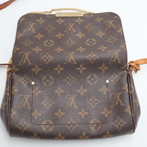 Pre-Owned #2003 Louis Vuitton Monogram Favorite PM Chain Shoulder Crossbody Bag Brown M40717