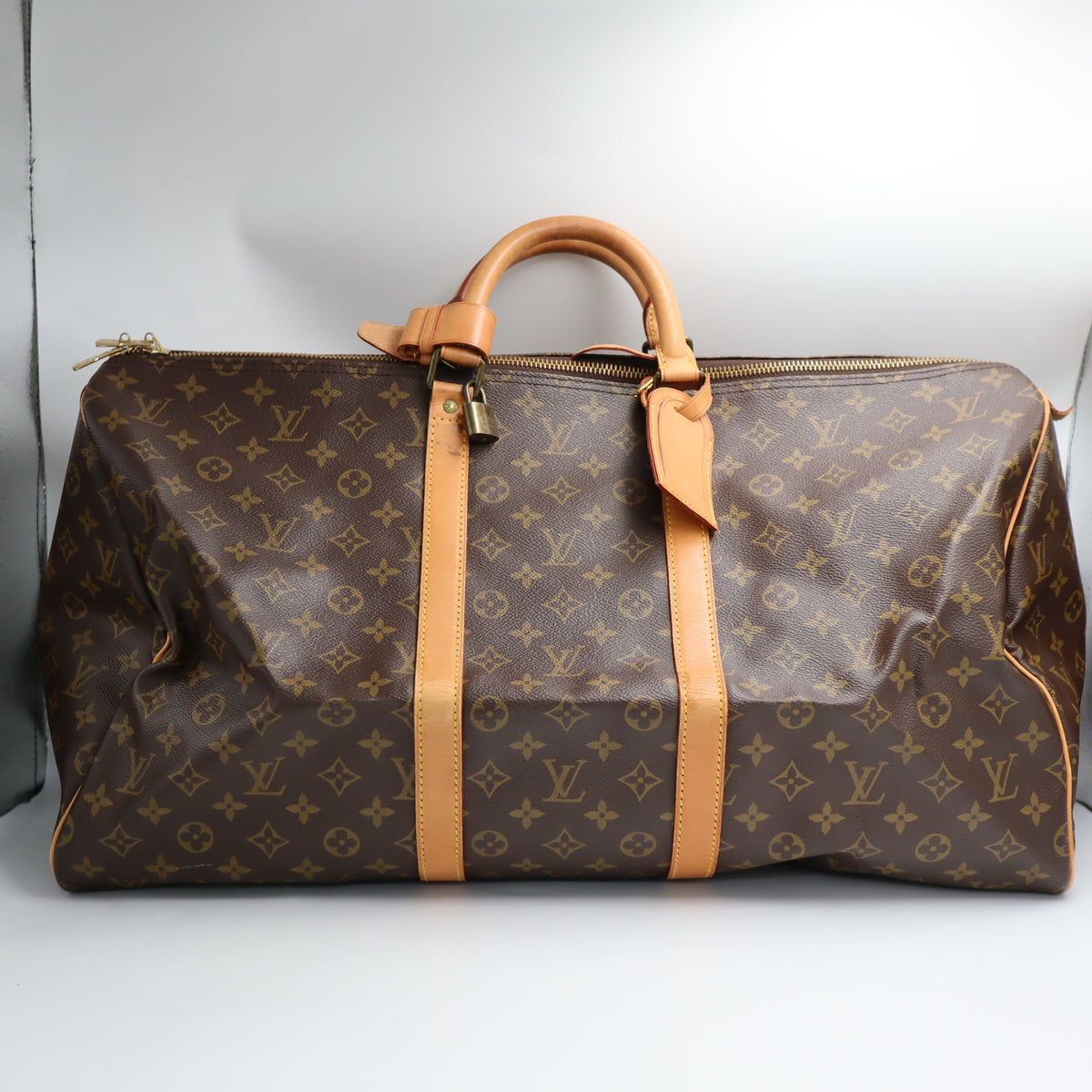 Pre-Owned #72372 Louis Vuitton Monogram Keepall 55 Travel Bag Brown M41424