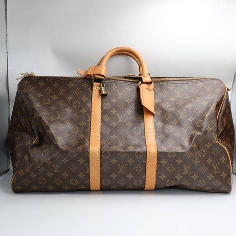 Pre-Owned #72372 Louis Vuitton Monogram Keepall 55 Travel Bag Brown M41424
