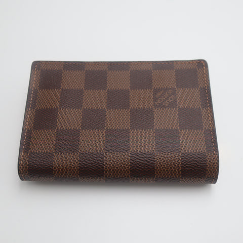 Pre-Owned #71286 Louis Vuitton Damier Ebene  Porte Foil Juliet Folded Wallet Brown N60381