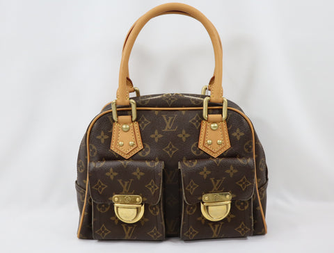 Pre-Owned #BP11271 Louis Vuitton Monogram Manhattan PM Hand Bag Brown M40026