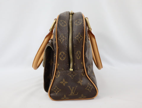 Pre-Owned #BP11271 Louis Vuitton Monogram Manhattan PM Hand Bag Brown M40026