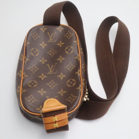 Pre-Owned #71254 Louis Vuitton Monogram Pochette Gange Waist Shoulder Crossbody Bag Brown M51870