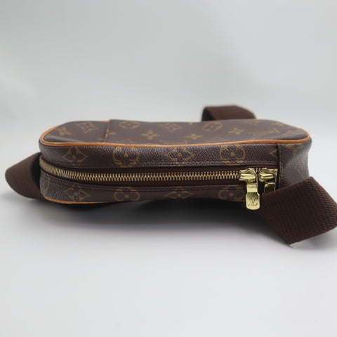 Pre-Owned #71254 Louis Vuitton Monogram Pochette Gange Waist Shoulder Crossbody Bag Brown M51870