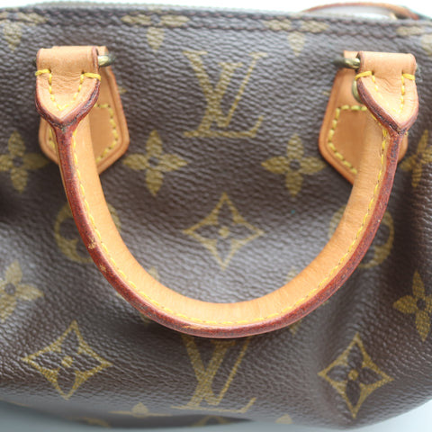 Pre-Owned #71261 Louis Vuitton Monogram Mini Speedy Hand Bag Vintage Brown M41534