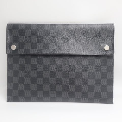 Pre-Owned #71422 Louis Vuitton Damier Graphite Alpha Tri Pro Pouch Clutch Bag Card Holder N60255