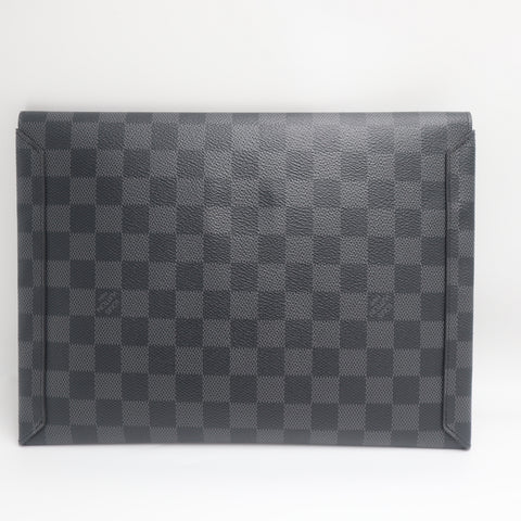 Pre-Owned #71422 Louis Vuitton Damier Graphite Alpha Tri Pro Pouch Clutch Bag Card Holder N60255