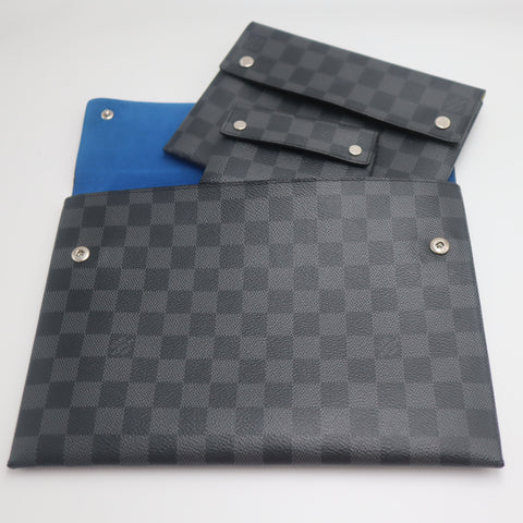 Pre-Owned #71422 Louis Vuitton Damier Graphite Alpha Tri Pro Pouch Clutch Bag Card Holder N60255