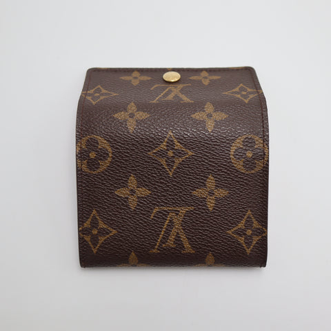 Pre-Owned #3235-2 Louis Vuitton Monogram Porte Monnaie Flat Coin Case Brown M61930