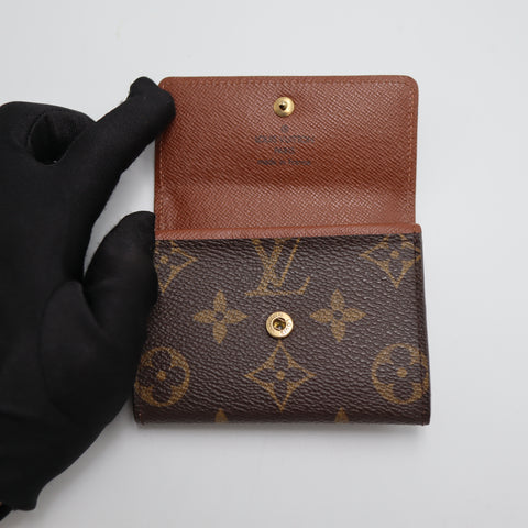 Pre-Owned #3235-2 Louis Vuitton Monogram Porte Monnaie Flat Coin Case Brown M61930