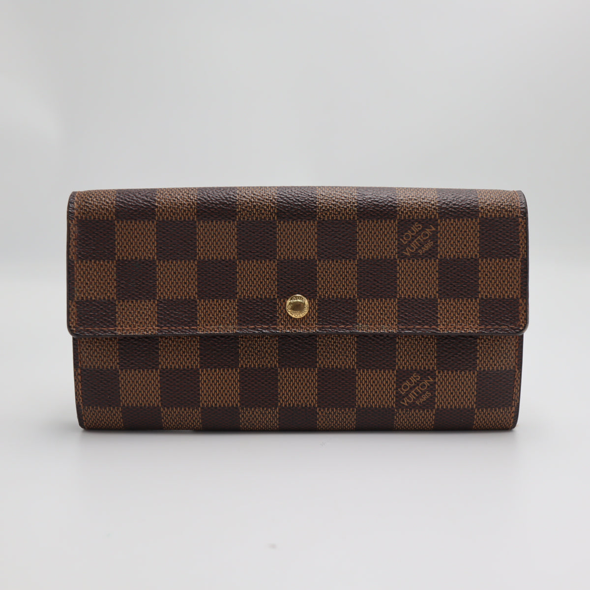 Pre-Owned #3160-3 Louis Vuitton Damier Ebene Porte Monnaie Long Wallet N61725