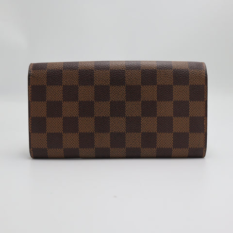 Pre-Owned #3160-3 Louis Vuitton Damier Ebene Porte Monnaie Long Wallet N61725