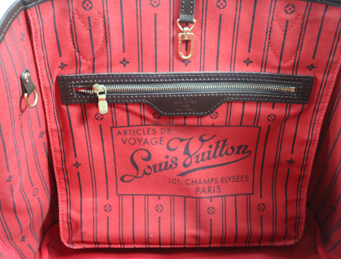Pre-Owned #BP20782 Louis Vuitton Damier Ebene Neverfull MM Tote Bag N51105